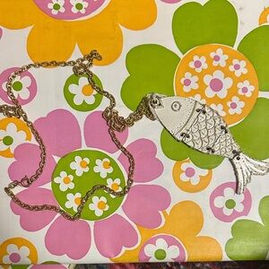 Vintage LJM fish articulated necklace